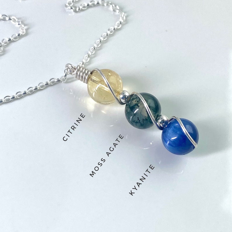 Wholesale Natural Crystal Silver Wire Wrapped Constellation Necklace ACC-NE-RongGuan016