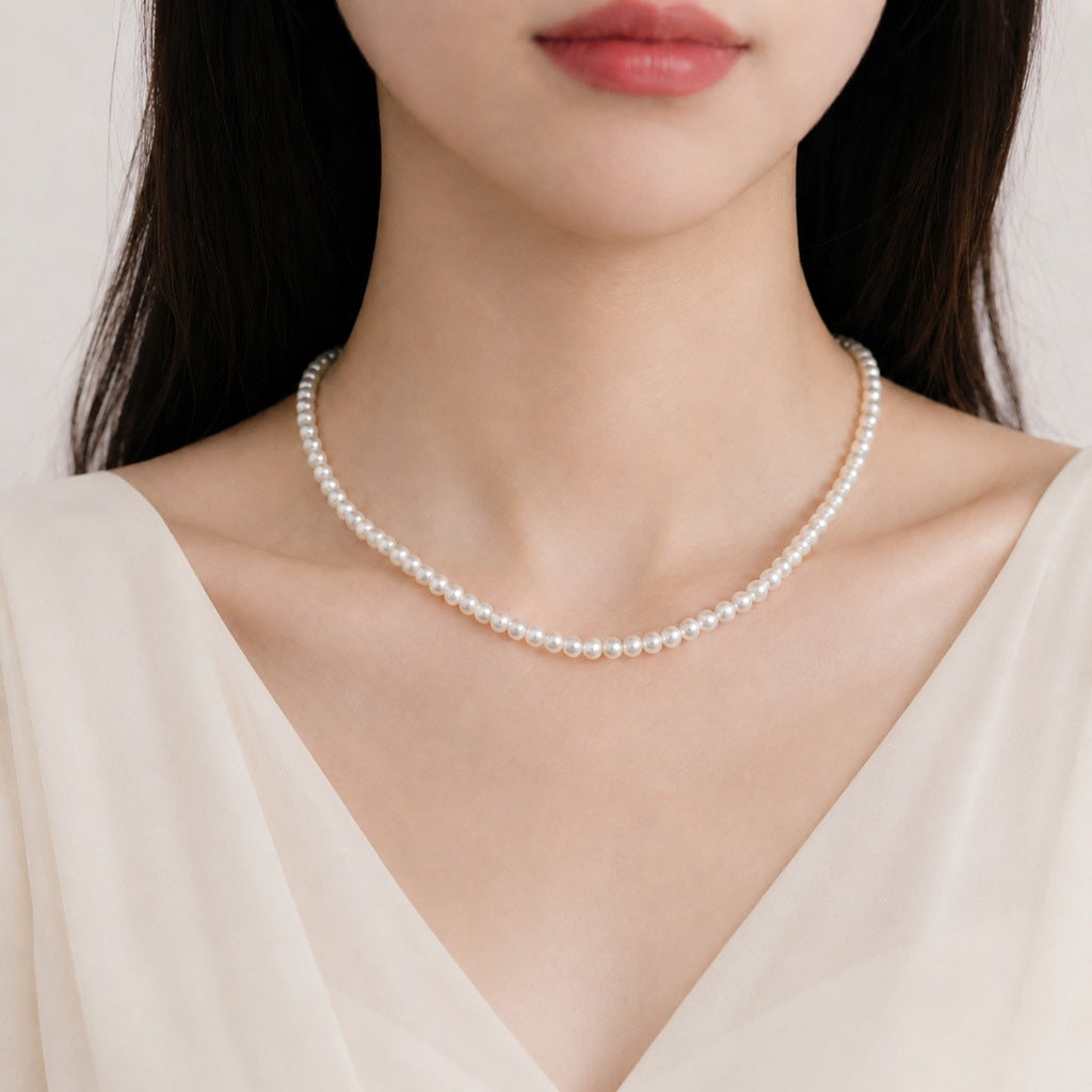 Wholesale Stylish White Faux Pearl Necklace For Women Elegant Cheongsam Collarbone Chain Gift Jewelry Accessory