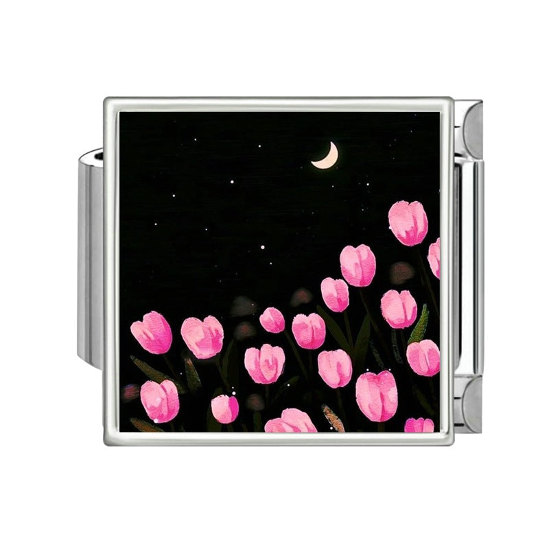 Wholesale Italian Style DIY Pink Heart Pet Car Theme Stainless Steel Bracelet Jewelry Accessory