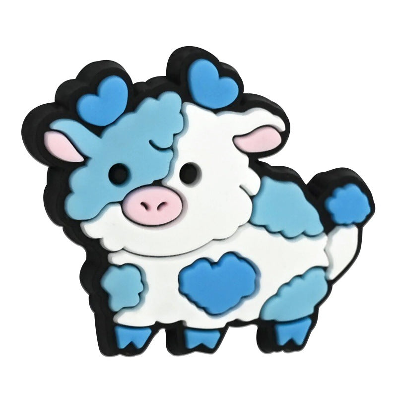 Wholesale Random 100pcs PVC Soft Rubber Colored Cow Series Focal Beads for DIY Beadable Pens