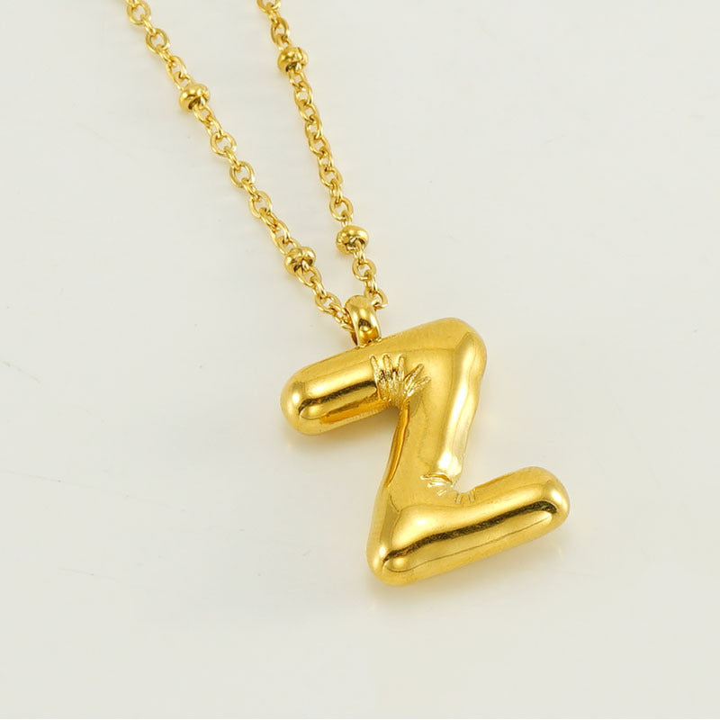 Wholesale  bubble letter necklace 18K stainless steel English letter pendant jewelry