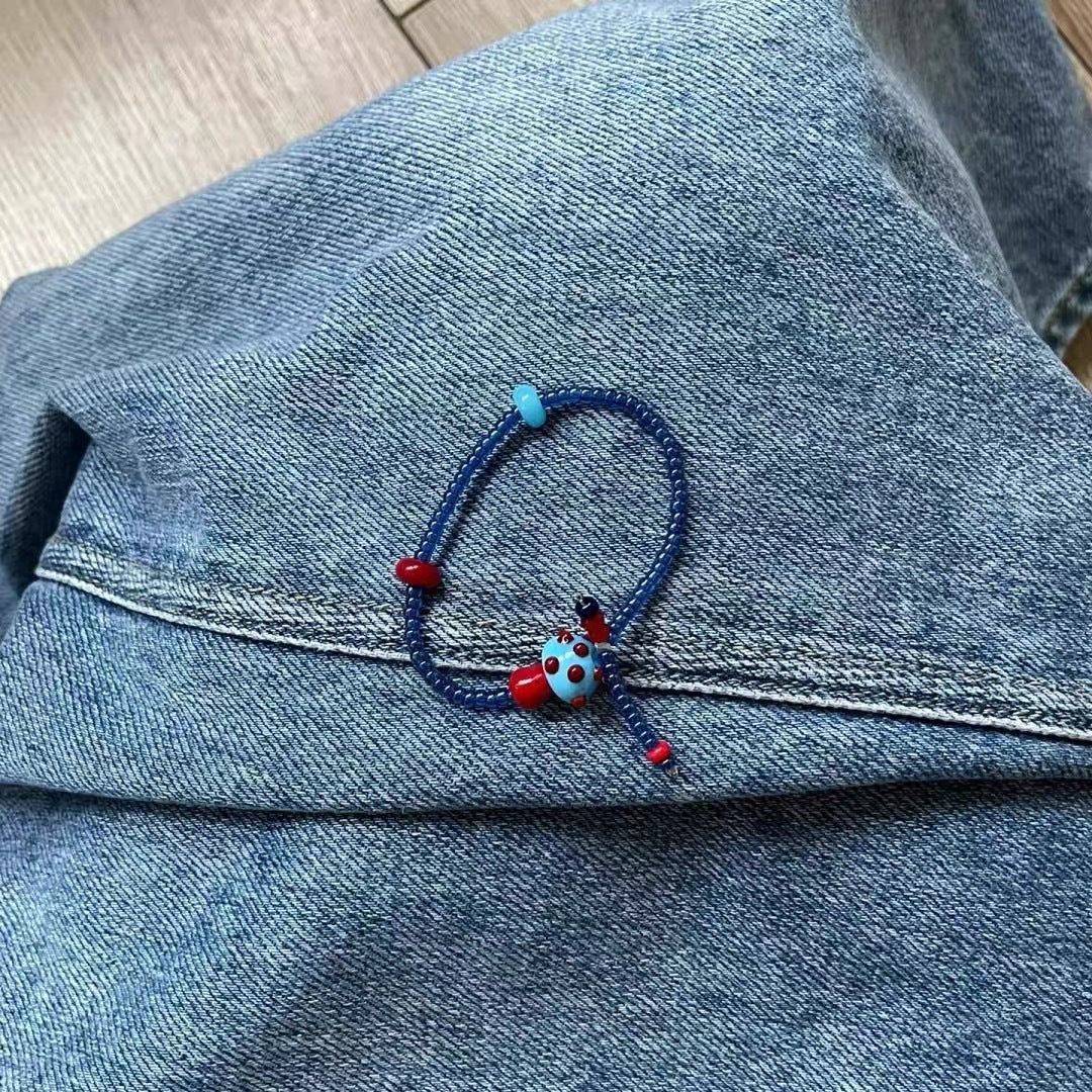 Wholesale blue and red colorful mushroom beaded bracelet