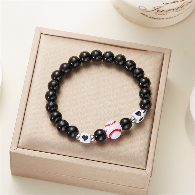 Wholesale volleyball ball bracelet sporty football black rope woven resin bracelet