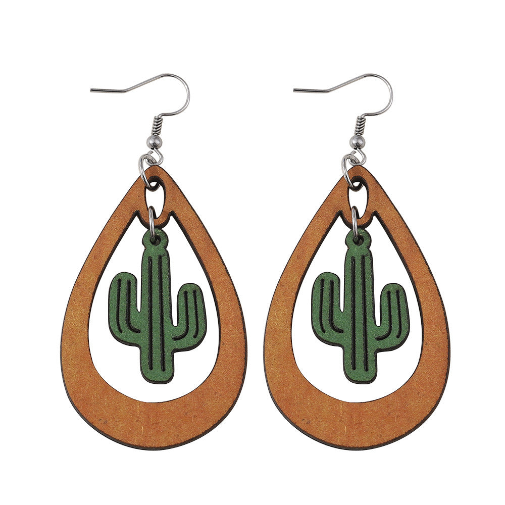 Wholesale Bohemian Hollow Cactus Earrings