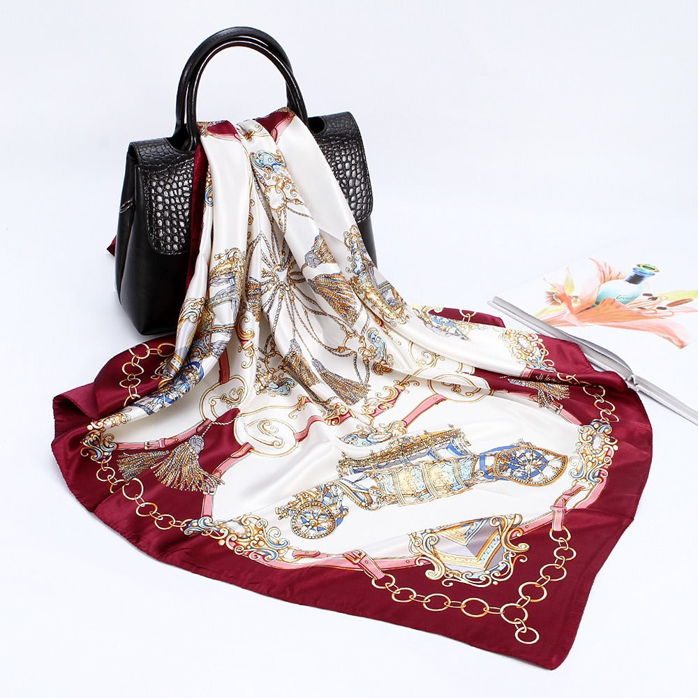 Wholesale 90cm Printed  Silk Women' s Large Square Scarf