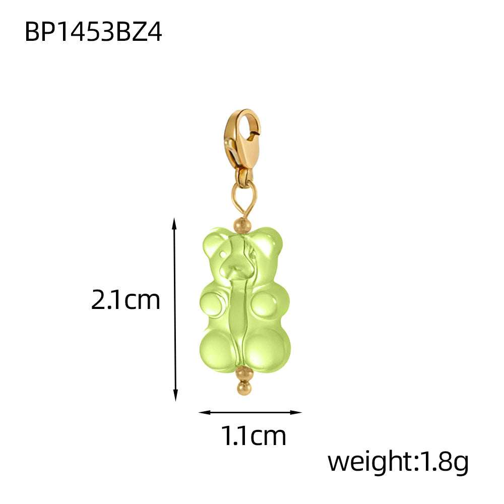Wholesale  Macaron Colorful Bear DIY Jewelry Pendant