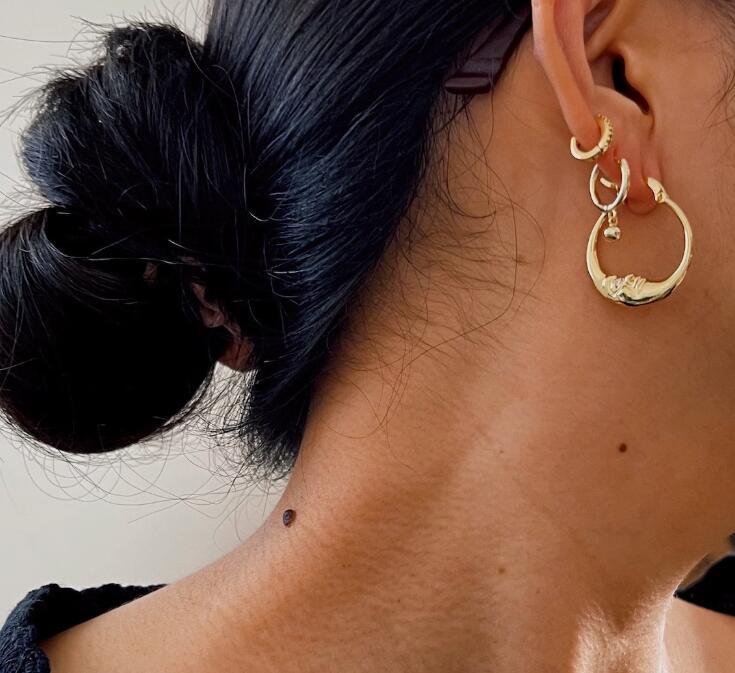 Wholesale Gold Alloy Circle Moon Face Earrings Bohemian Vintage Style Womens Fashion Accessory