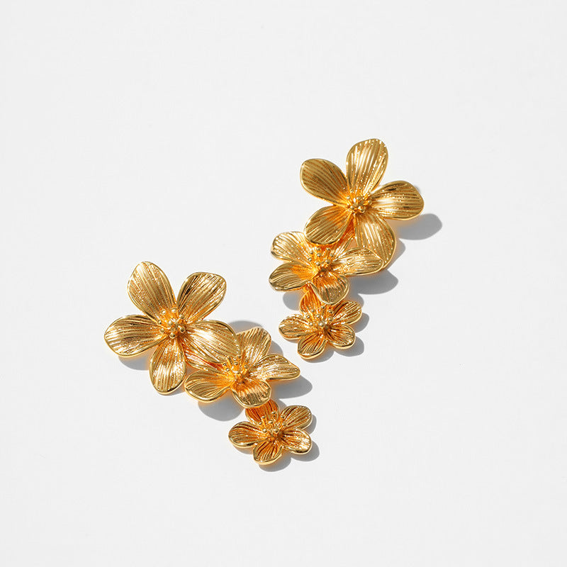 Wholesale golden flower pendant personalized stud earrings