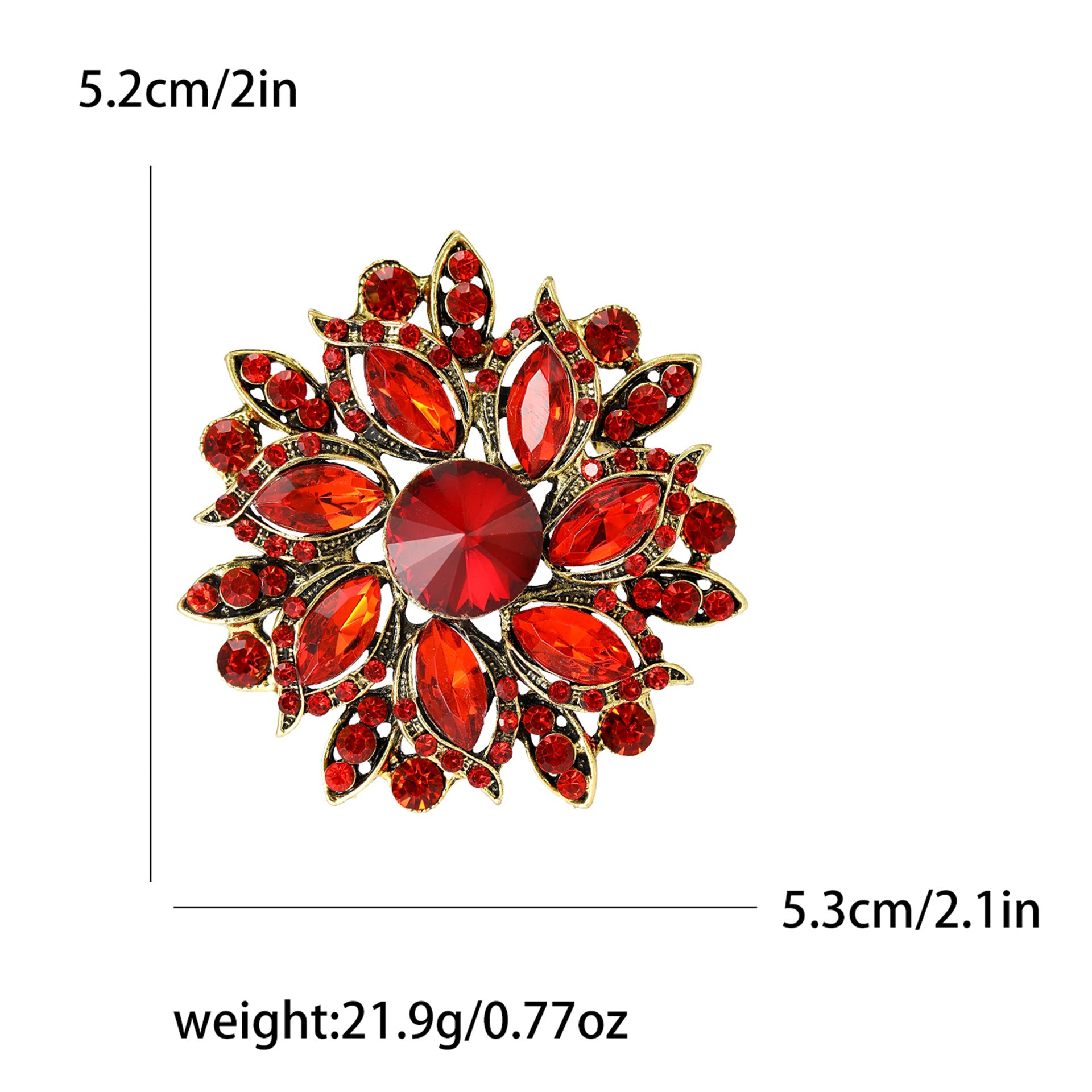 Wholesale Retro Flower Brooch Fashion Crystal Glass Women S Alloy Pin Casual Party Jewelry Accessory For Resale