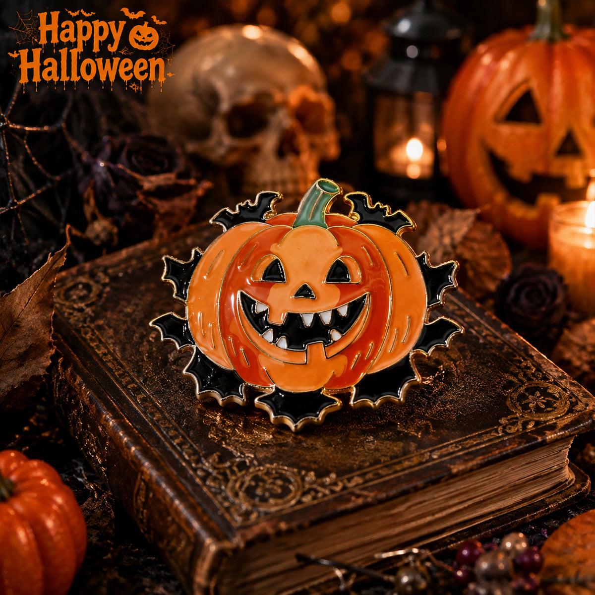 Wholesale  Pumpkin Bat Brooch Pin y Ghost Face Enamel Badge Trendy Holiday Costume Accessory Decorative Gift
