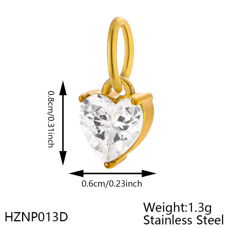 Wholesale stainless steel heart-shaped zircon pendant