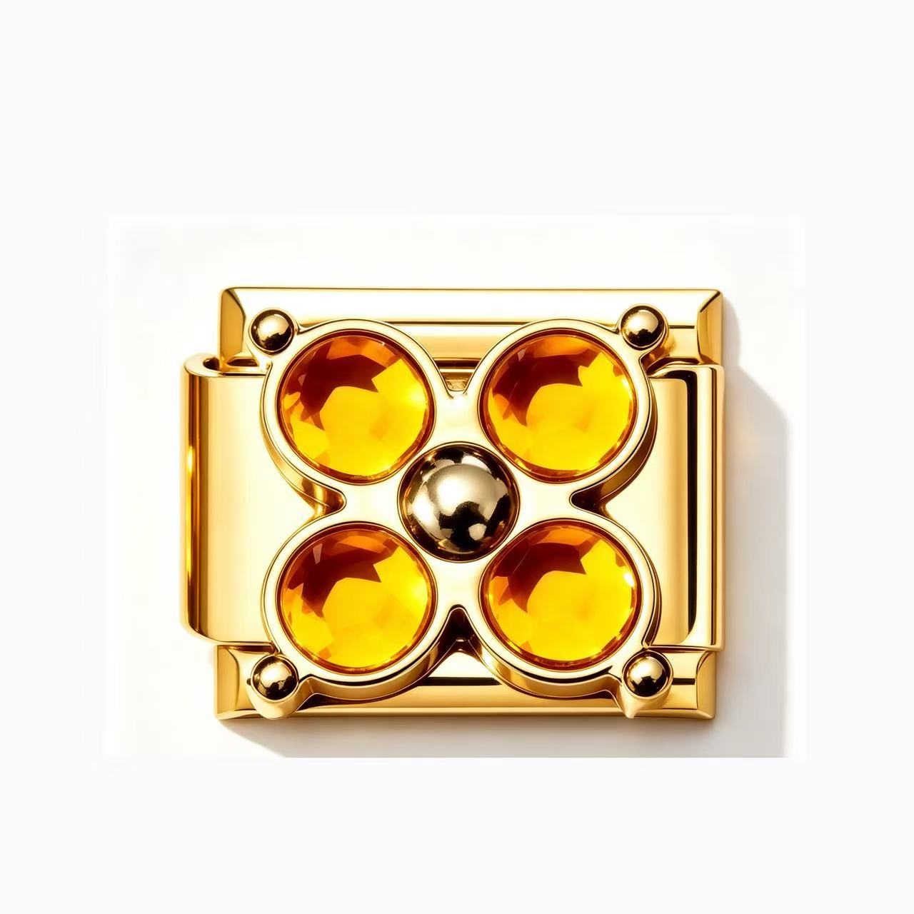 Wholesale Gold Tone Stainless Steel Four Leaf Clover Bracelet Colorful Zircon Inlaid Italian Modular Design Fashion Jewelry Accessory For Everyday And Gift
