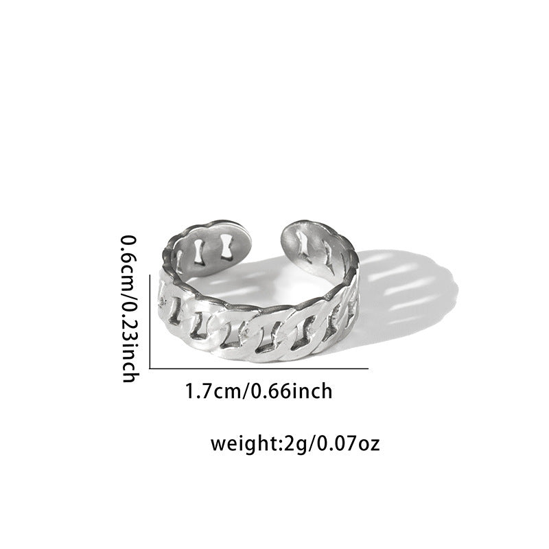 Wholesale Chic Geometric Hollow Leaf Open Ring,  Titanium Steel Electroplated,  Fashion Jewelry Accessory