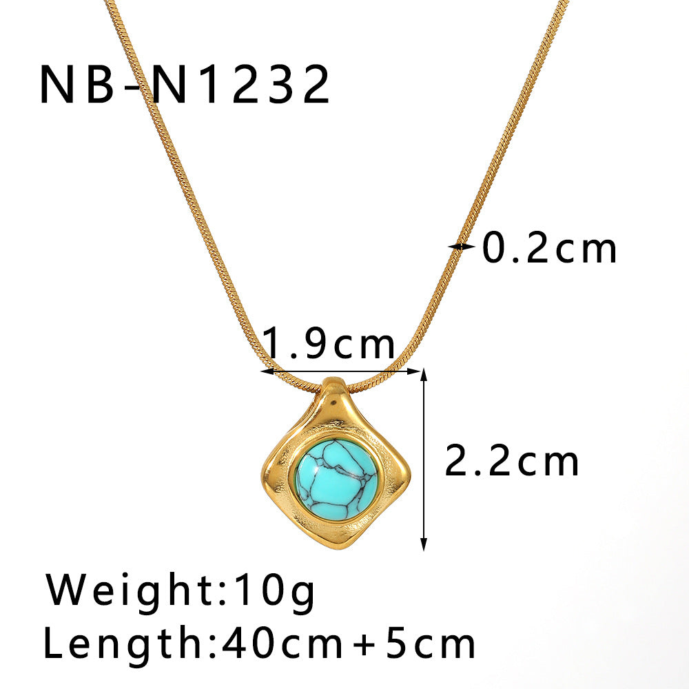 Großhandel geometrisch eingelegtes natürliches Tigerauge Amethyst -Schlangekette Edelstahl Halskette