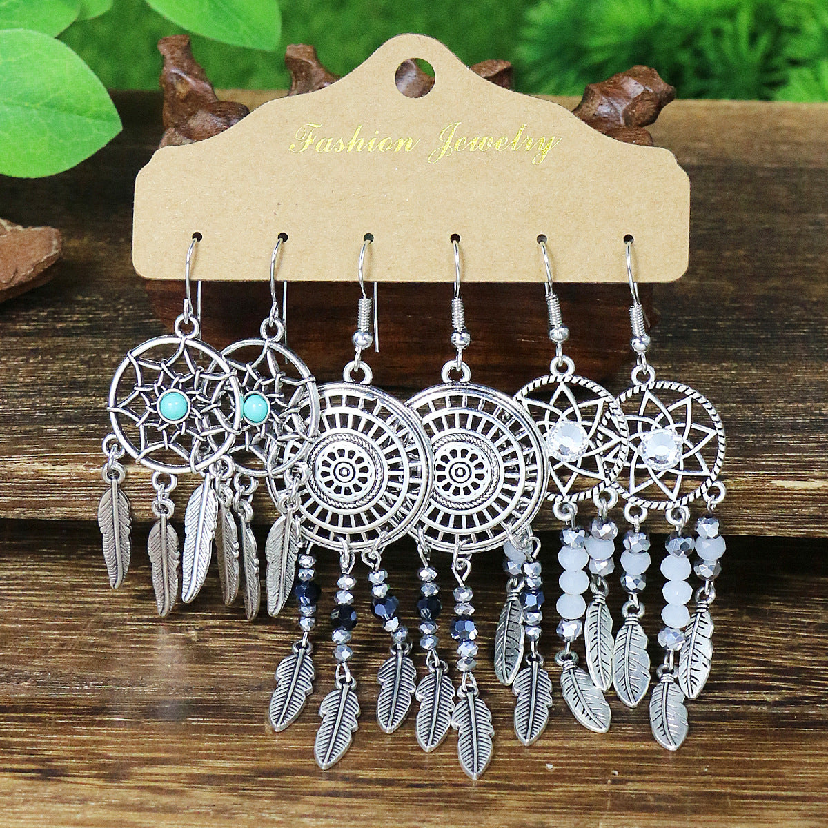 Wholesale 3-piece Set of Bohemian Alloy Multi-color Earrings ACC-ES-MoMo009