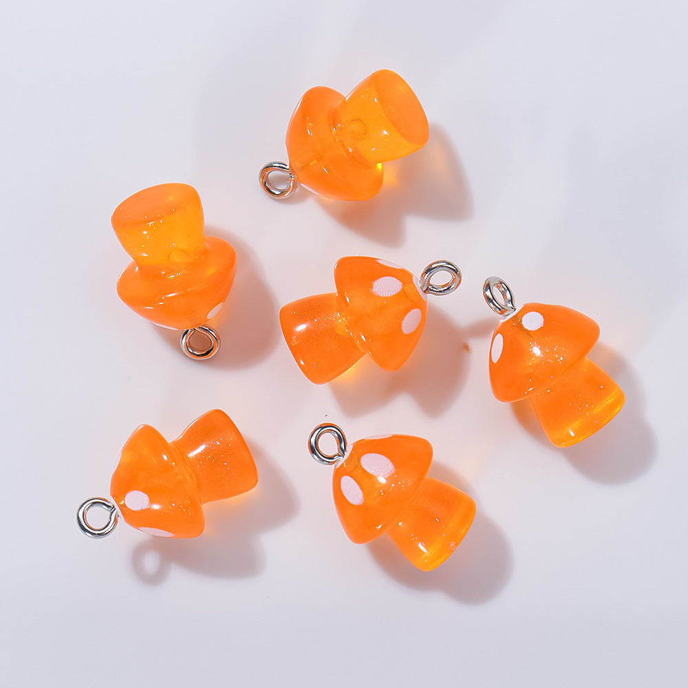 Wholesale 20pcs/ pack Transparent Colorful Luminous Mushroom Pendant — DIY Handmade Accessories for Keychains Earrings and Necklaces