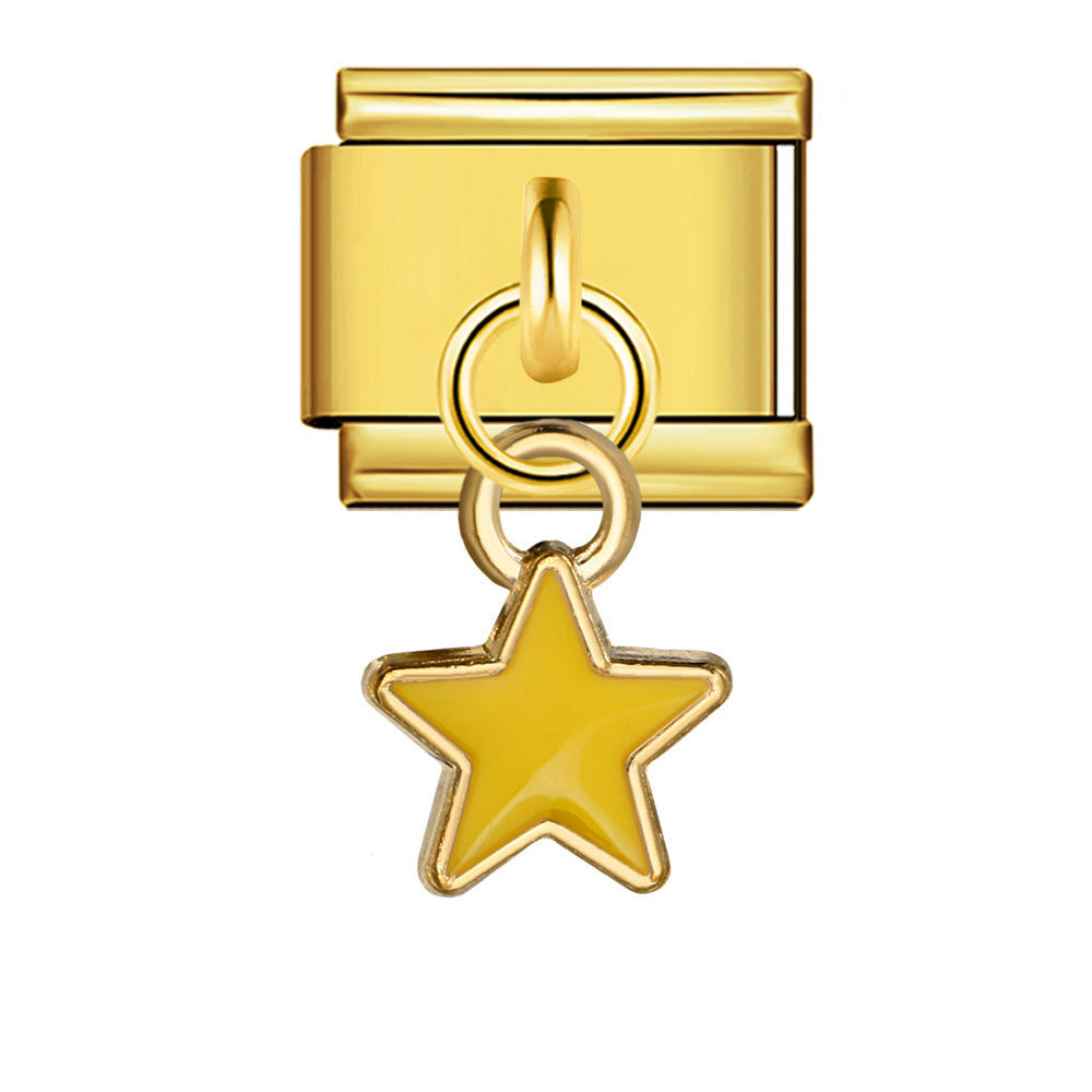 Wholesale  Italian Charm Bracelet 9mm DIY Star and Moon series  Creative Stainless Steel Composable Bracelet