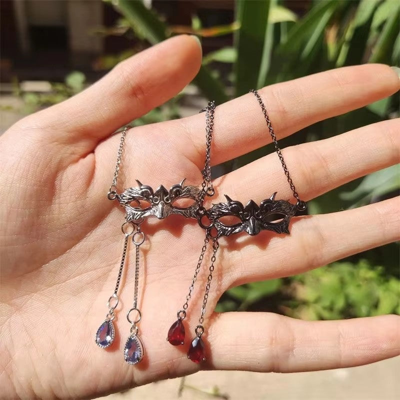 Wholesale Mask Collarbone Chain Water Drops Diamond  Necklace