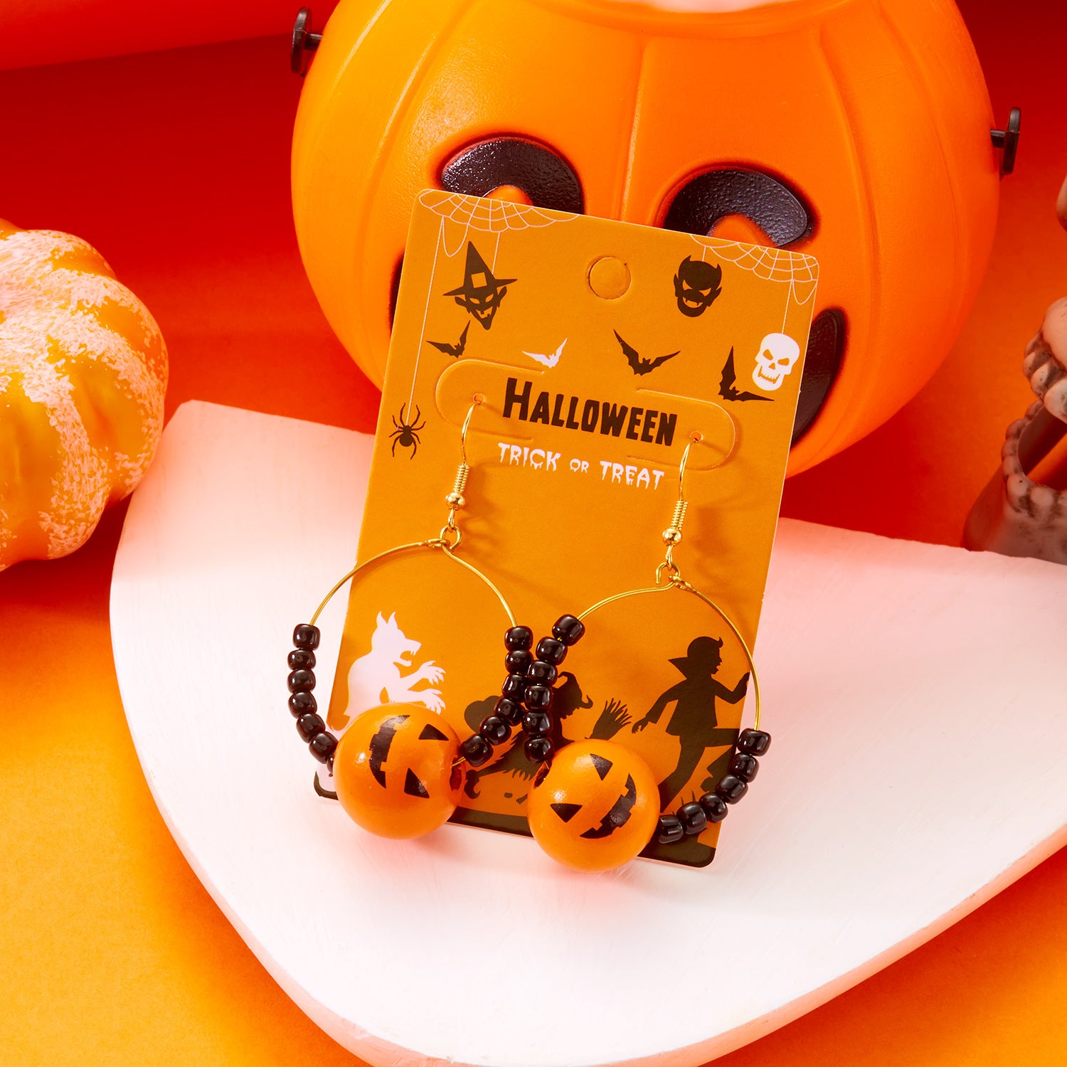 Wholesale Halloween hoop earrings pumpkin ghost earrings