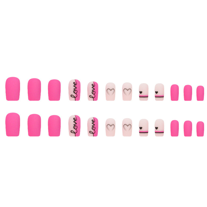 Wholesale 24 Pieces/box Valentine's Day Medium and Long Love Nails Kits Nail Stickers ACC-NS-QiHeng020