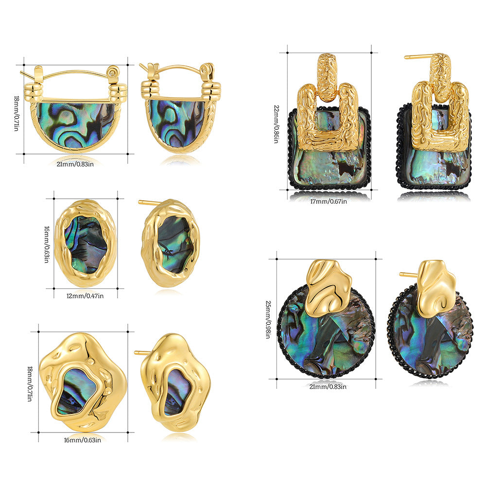 Wholesale  Retro Irregular Natural Abalone Shell  Earrings