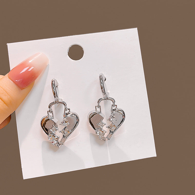 Wholesale Silver Needle Zircon Heart Earrings ACC-ES-MDD080