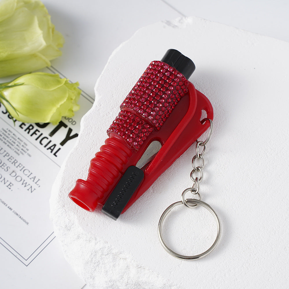 Wholesale Outdoor Safety Hammer Mini Car Diamond Keychain ACCVIP-KC-ZhiYa015
