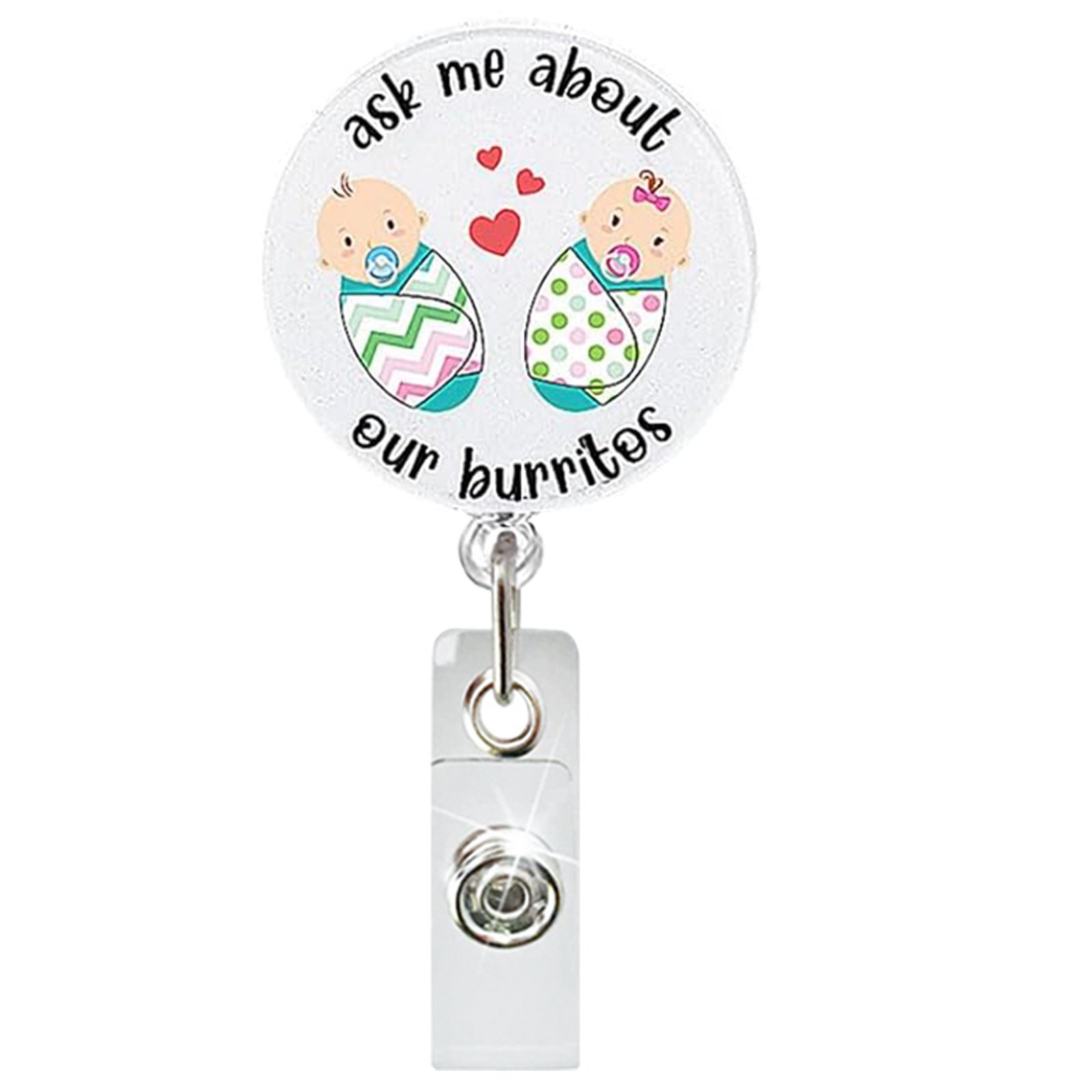 Wholesale Acrylic Baby Uterus Donut Retractable Rotating Badge Keychain ACC-KC-QiDing009