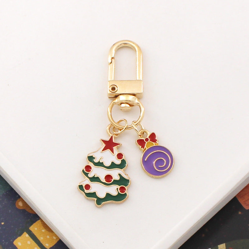 Wholesale Cartoon metal Christmas tree candy snowman keychain