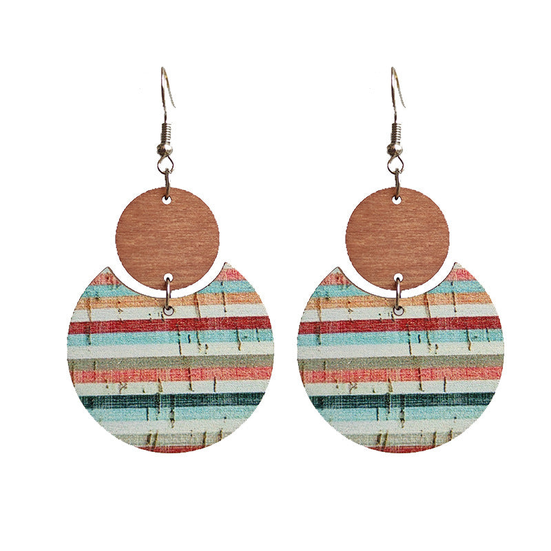 Wholesale 2pcs Wooden Print Earrings