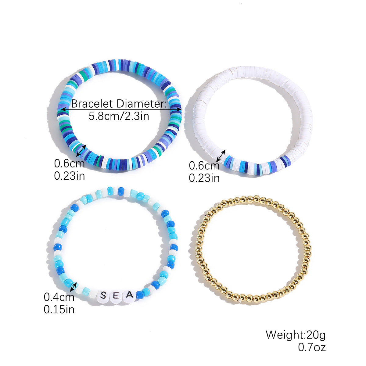 Wholesale  Bohemian Letter Beaded Suit Soft Ceramic Bracelet
