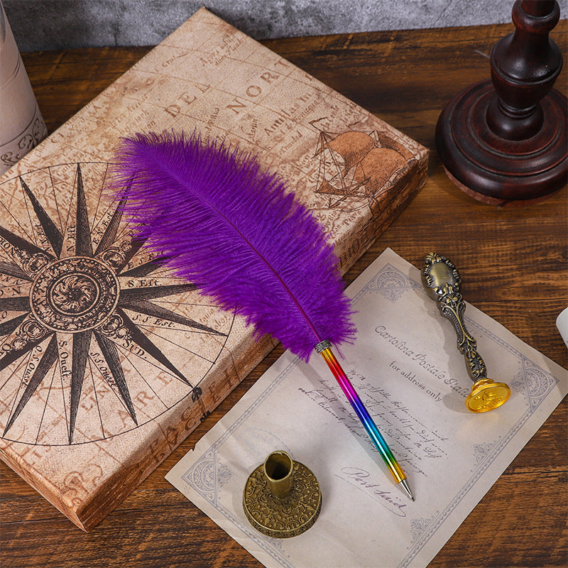 Wholesale Rainbow Color Feather Ballpoint Pen