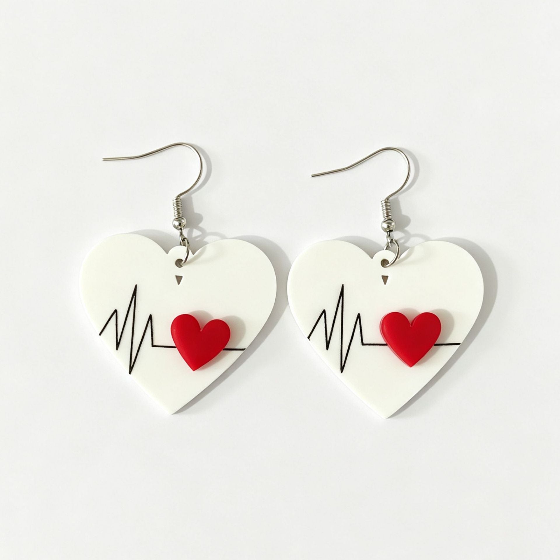 Wholesale Double-Layer Acrylic Heart Earrings,  Valentine' s Day Fashion Jewelry Gift