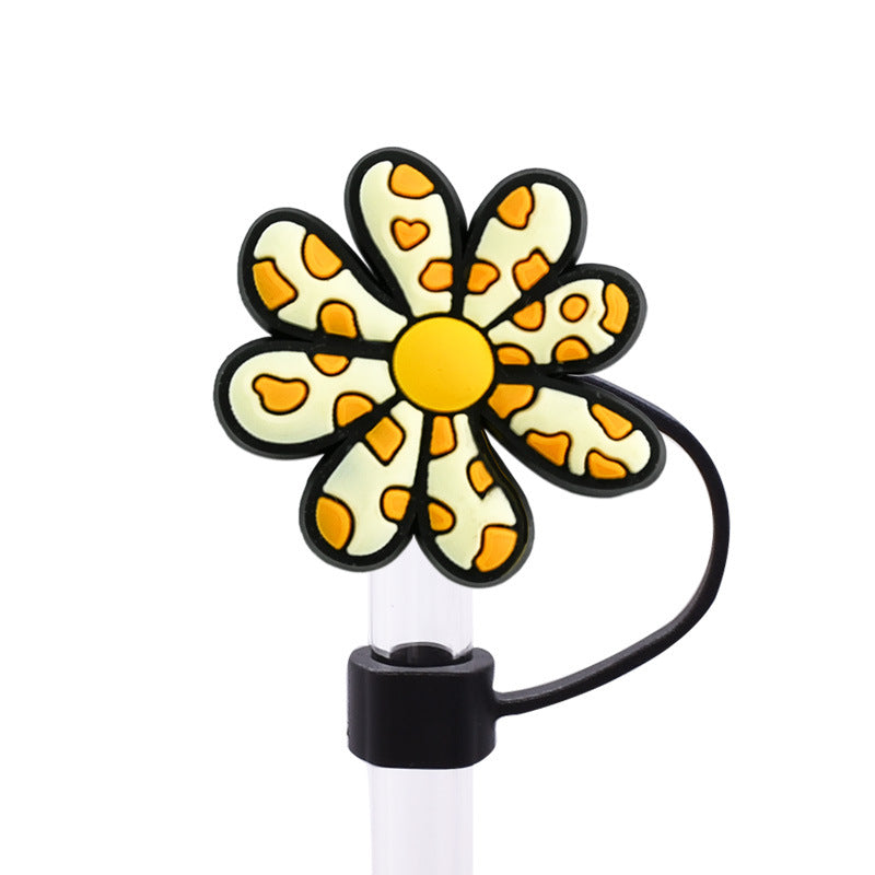 Wholesale Random 100pcs Leopard Series 8/10mm PVC Soft Straw Tube Cap