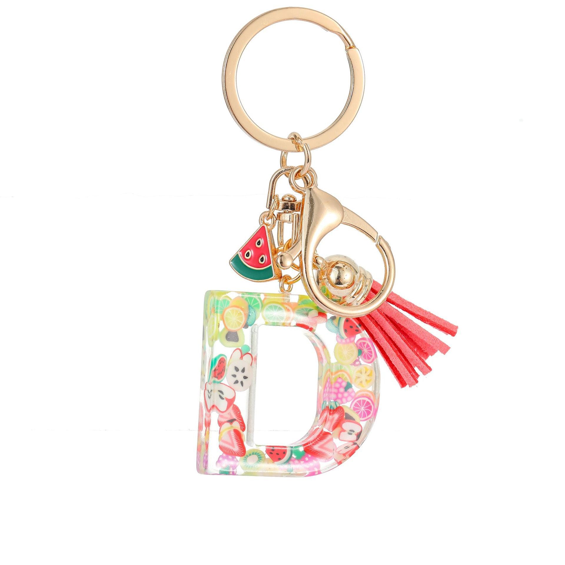 Wholesale Fruit resin letter keychain