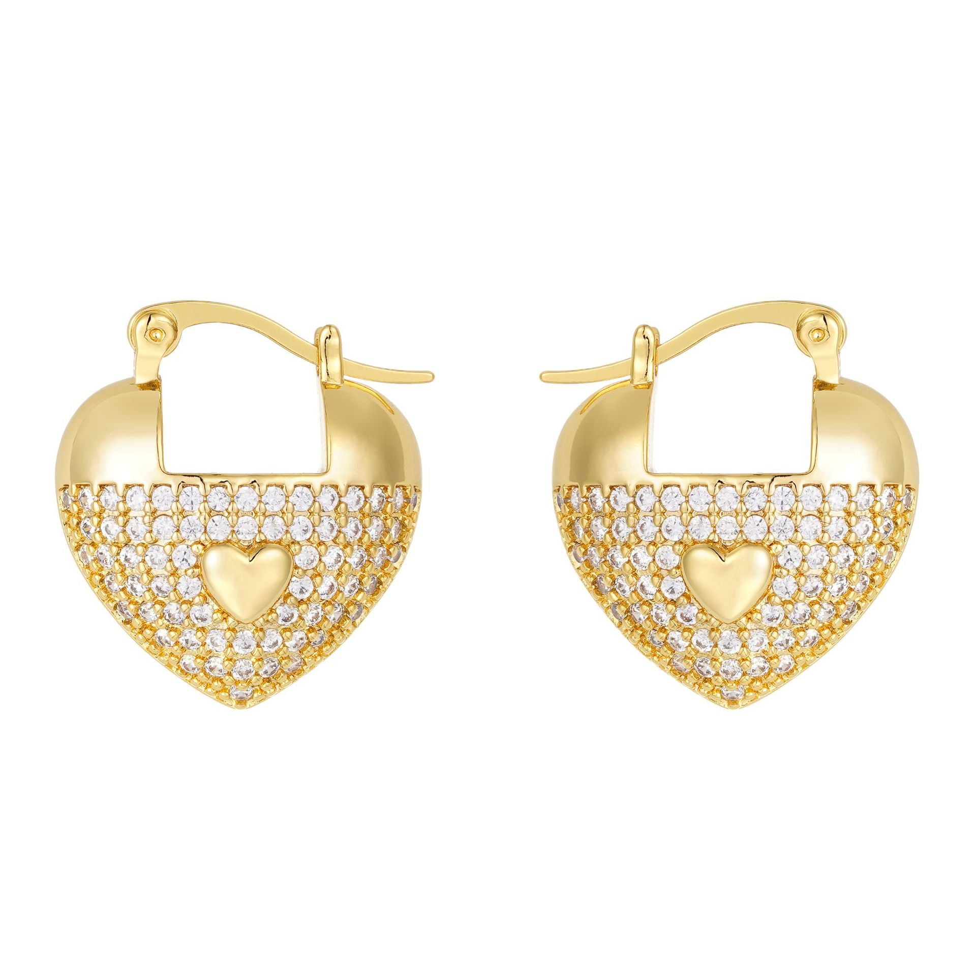 Wholesale copper plated gold inlaid zircon love earrings