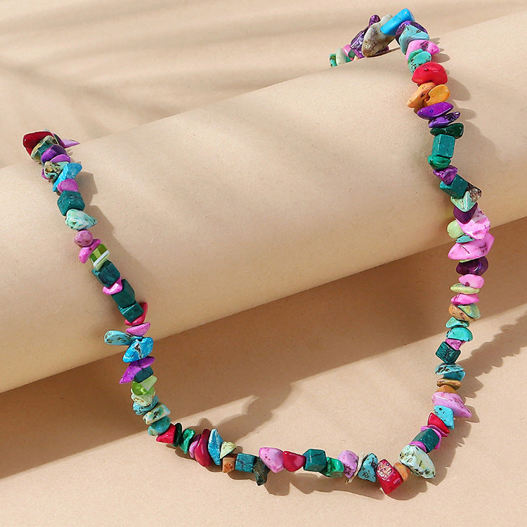 Wholesale  Bohemian Natural Stone Color Necklace