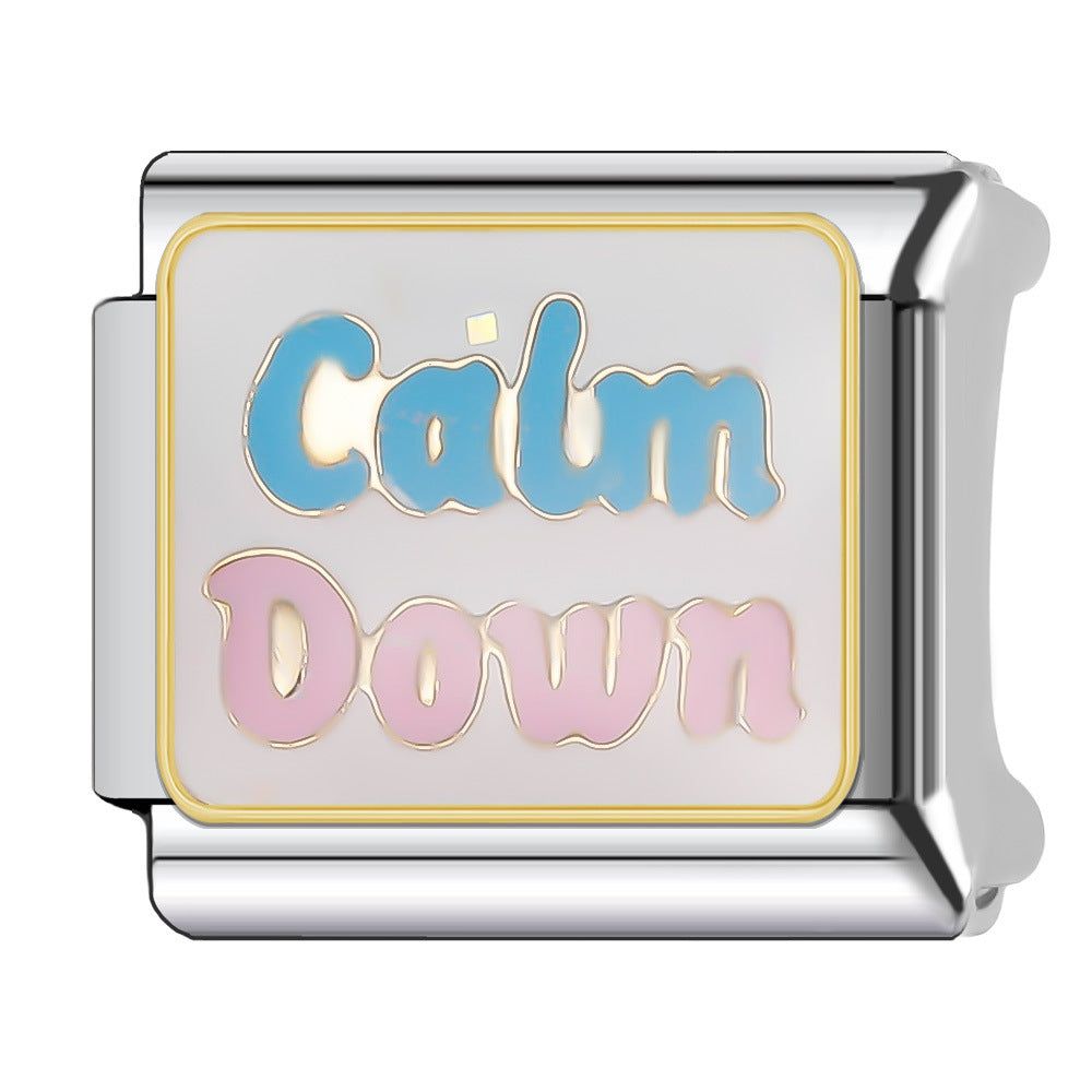 Wholesale Italian Charm Bracelet 9mm DIY Splicing English Short Sentence Series Stainless Steel Composable Bracelet