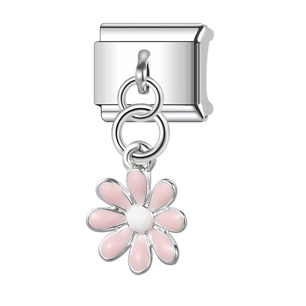 Wholesale Italian Charm Bracelet 9mm DIY Splicing Daisy Series Stainless Steel Composable Bracelet