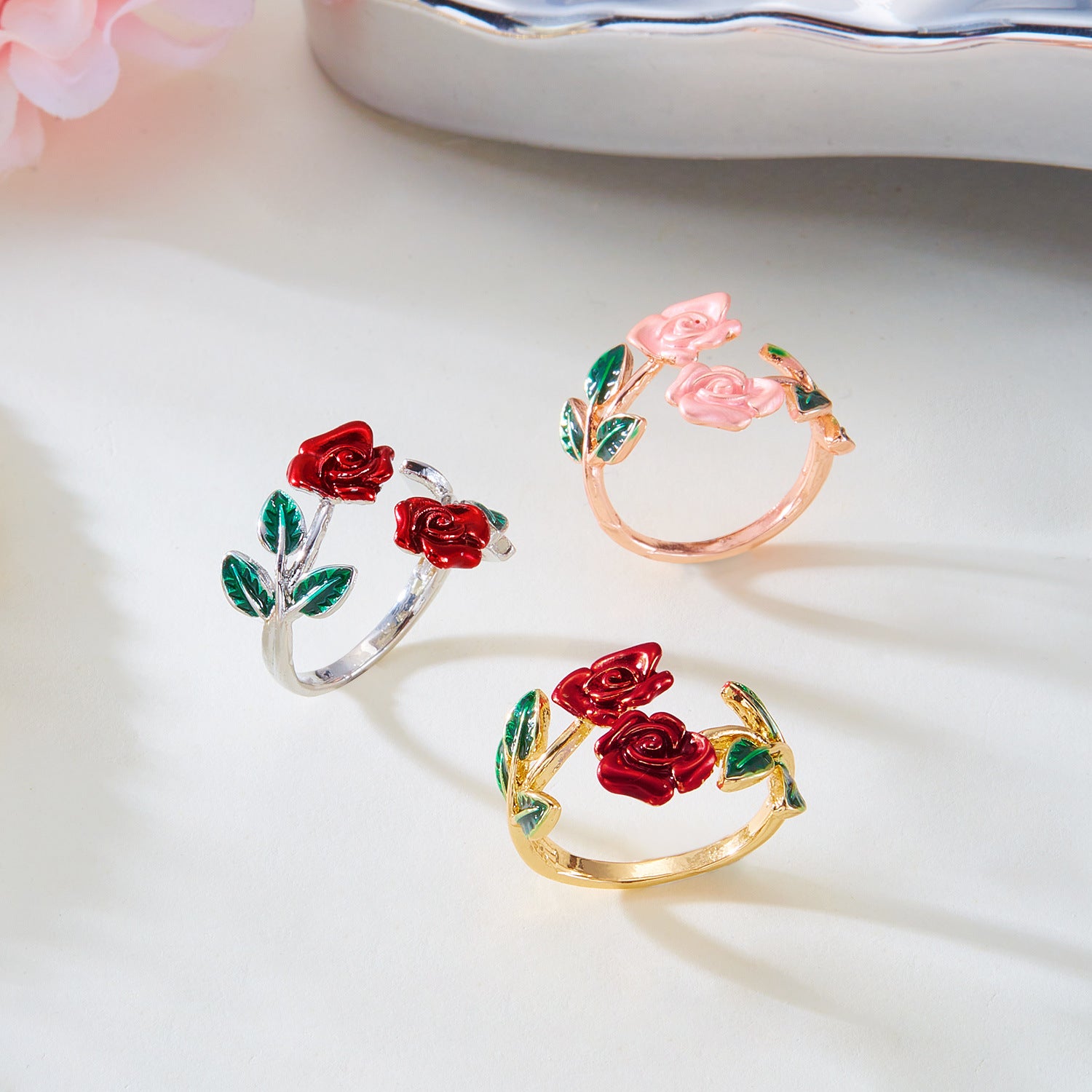 Wholesale Trendy Dripping Oil Gold Alloy Jewelry Set Ring And Bracelet For Women Gift