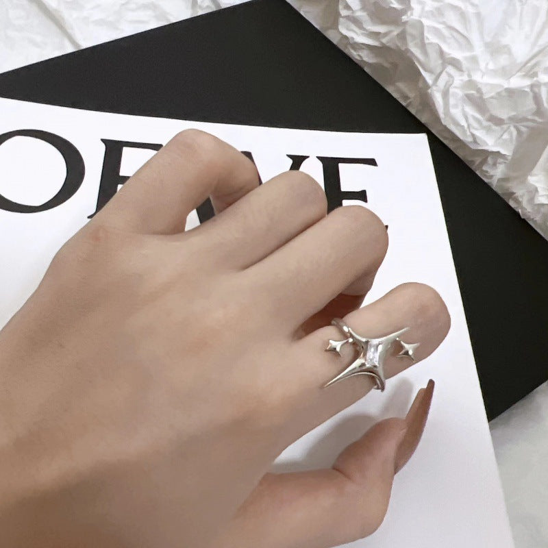 Wholesale  Letter X Inlaid Zircon Texture Ring