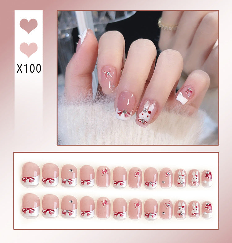 Wholesale 24 Pieces/box Diamond Butterfly Glitter Nail Art Press-on Nails Kits Nail Stickers ACC-NS-DiNa002