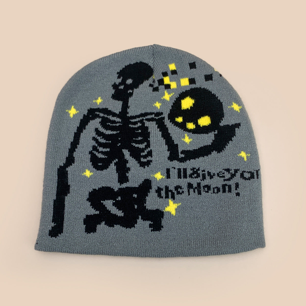 Wholesale  Skull Moon Jacquard Knitted Hat