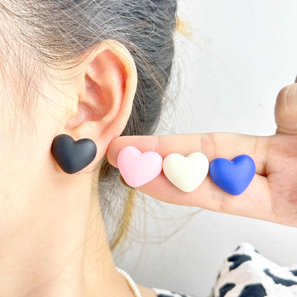 Wholesale  Simple Color Heart Acrylic Earrings