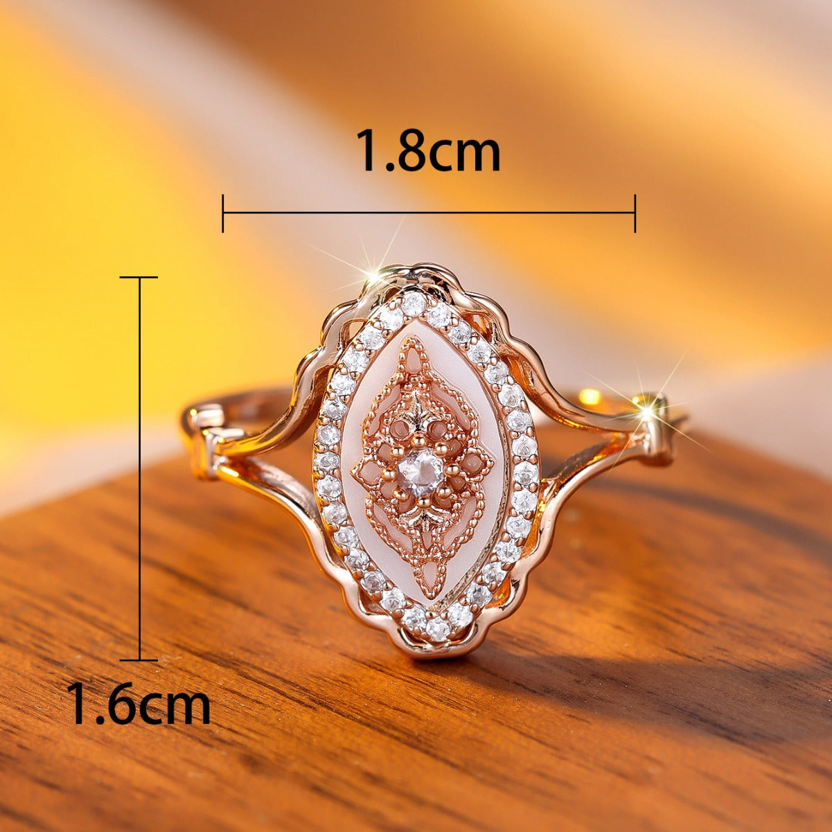 Wholesale Copper Electroplated Gold White Diamond Ring - Fashion Accessory for Resale