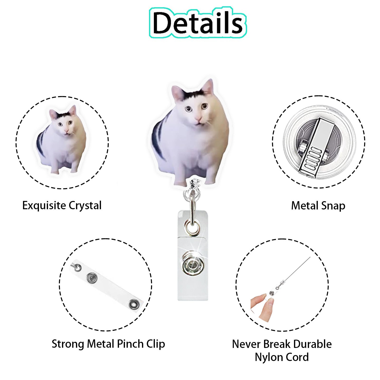 Wholesale Funny Cat Emoticon Acrylic Retractable Badge Reel for Party Gift