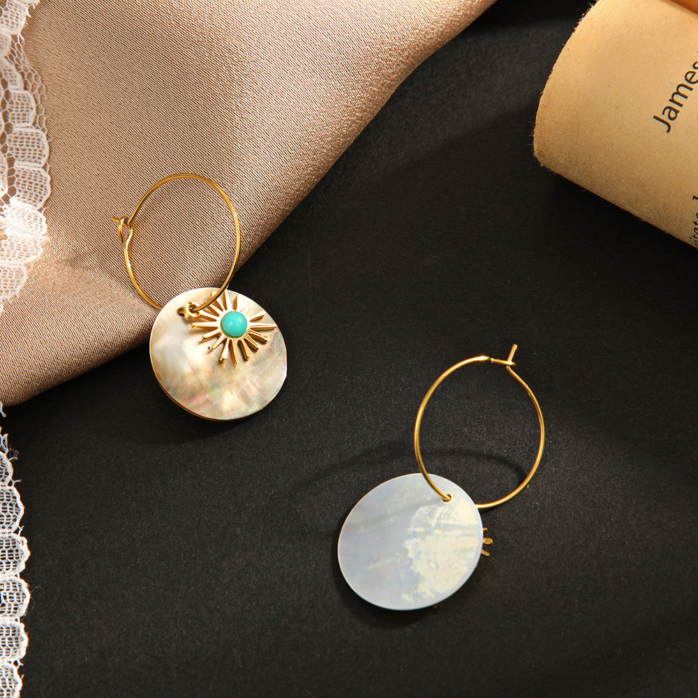 Wholesale Natural Shell Earrings Turquoise Earrings Jewelry