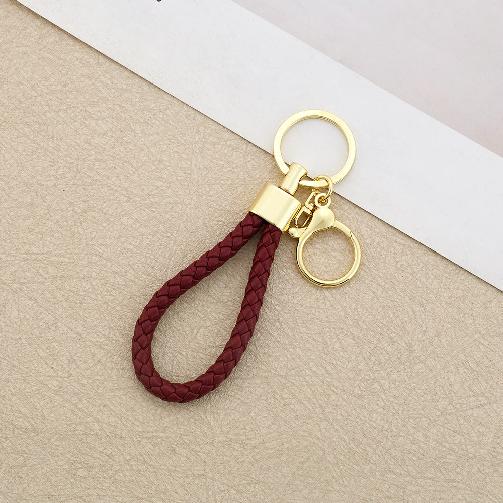 Wholesale Leather Round Dragon Woven Keychain Car Key Accessory Birthday Gift for Colleagues