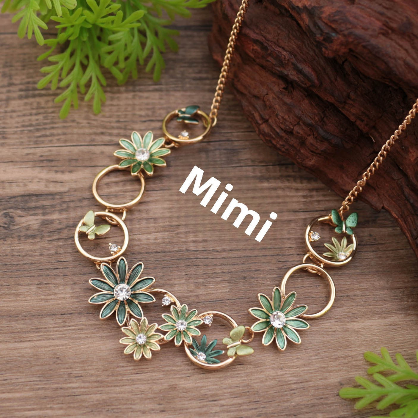 Wholesale  Rhinestone Small Daisy Earrings Necklace
