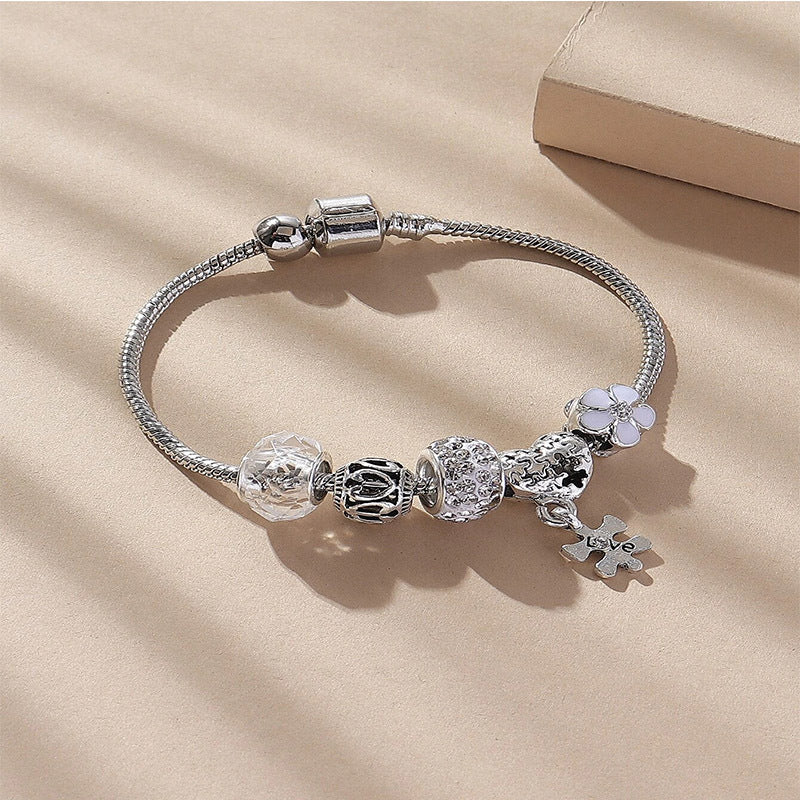Wholesale Heart Shaped Rhinestone Stainless Steel Copper Alloy Beaded Bracelet ACC-BT-JingSY001